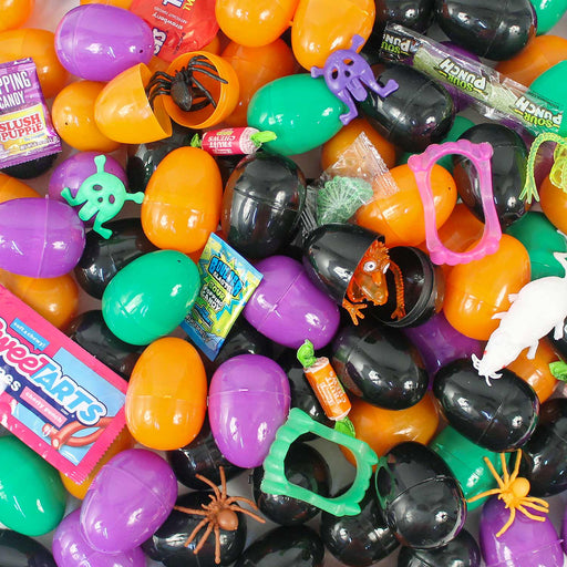 Pre-Filled Halloween Toy & Candy Eggs (100 PACK)