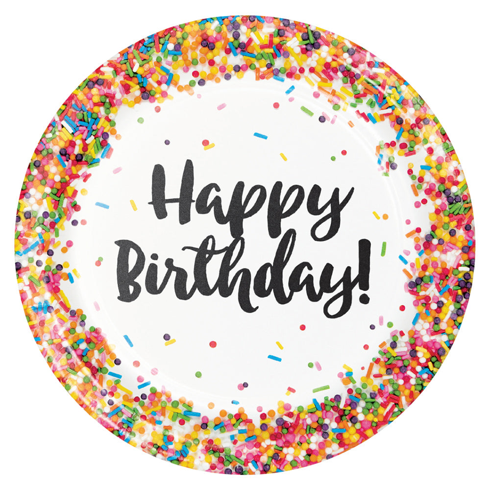 Happy Birthday Sprinkles Paper Plates 9" (8 PACK)