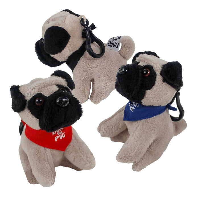 Plush Doug The Pug Clip 3-1/2" (6 PACK)