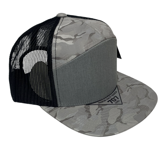 Kamel  K707 HYBRID TRUCKER 7 Panel Flat  Adjustable Snapback Mesh Trucker Cap