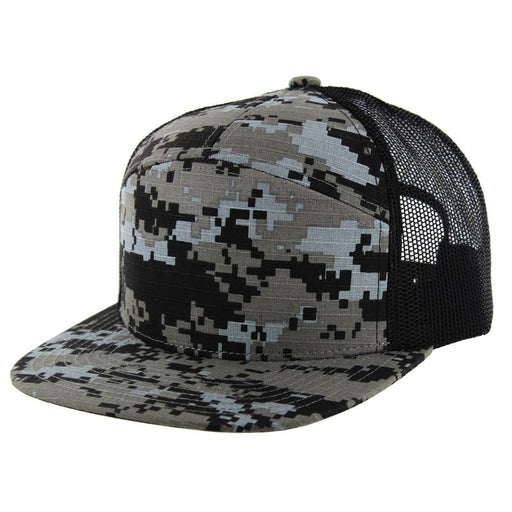 KAMEL 707 100% COTTON CAMO 7 Panel Flat  Adjustable Snapback Mesh Trucker Cap