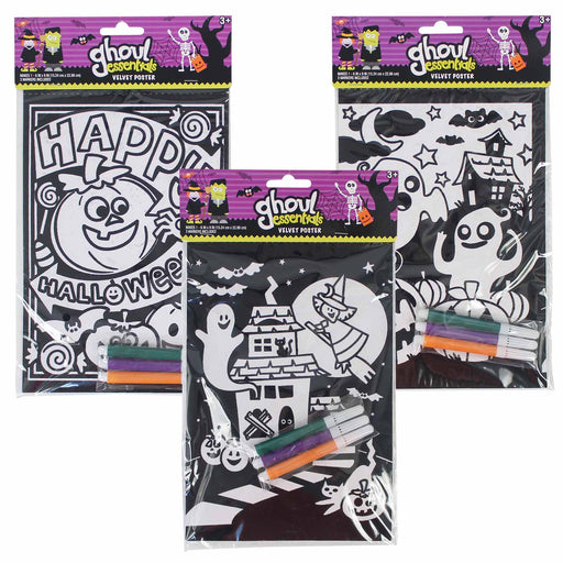 Halloween Velvet Coloring Poster Assorted 8"