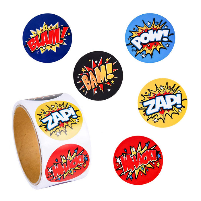 Superhero Roll Stickers 1.5" (100 PACK)