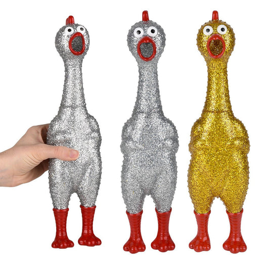 Sparkle Rubber Chicken Assorted 13.25"