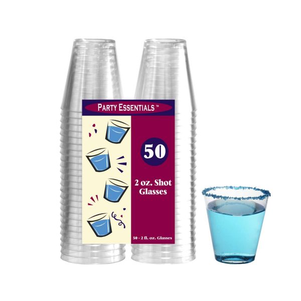 Clear Plastic Shot Glasses 2 oz. (50 PACK)