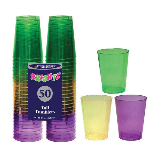 Plastic Tumbler 10 oz Mardi Gras (50 PACK)