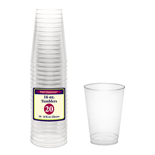 Clear Plastic Tumblers 16 oz. (20 PACK)