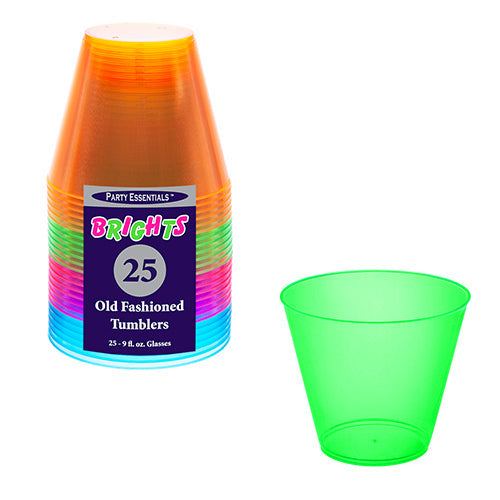 Neon Plastic Tumblers 9 oz. (25 PACK)