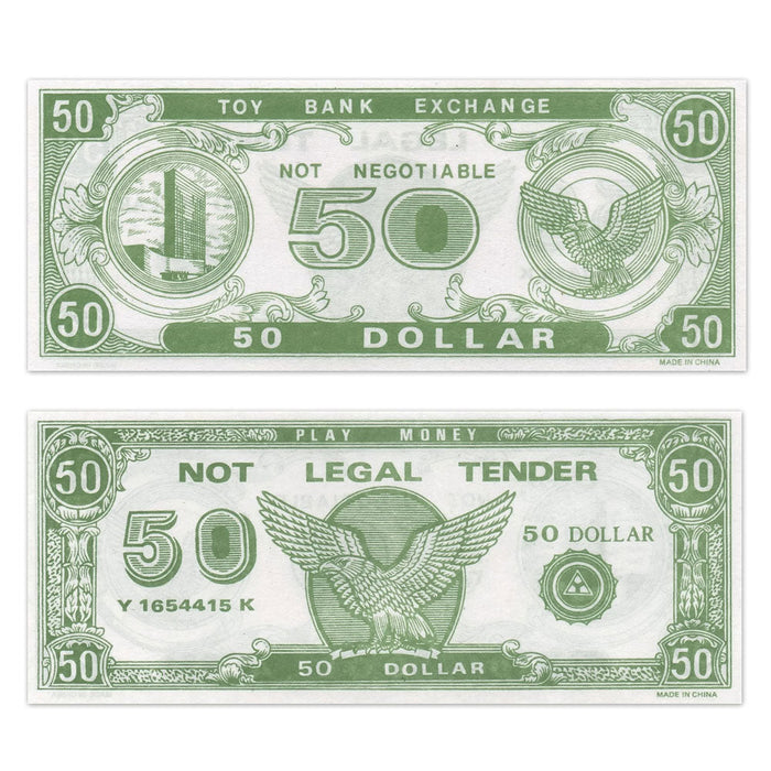 Play Money - $50 Bills (1000 PACK)