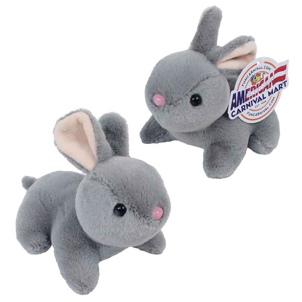 Plush Laying Grey Bunny 6"