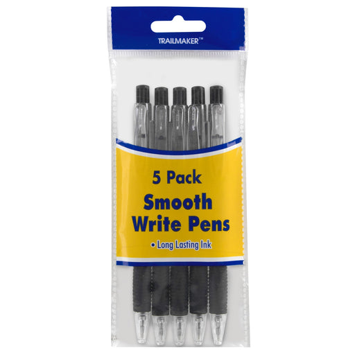 Bulk 5-pack Click Action Pens with Comfort Grip