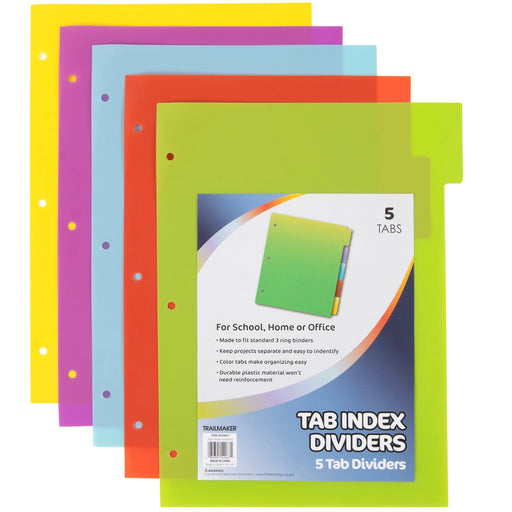 Tab Index Plastic Dividers 5-pack