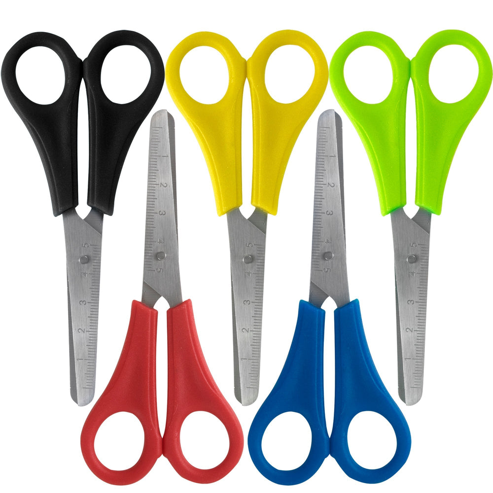 Bulk 5 Inch Kids Safety Scissors - 100 pack - Rounded Cutting Edge