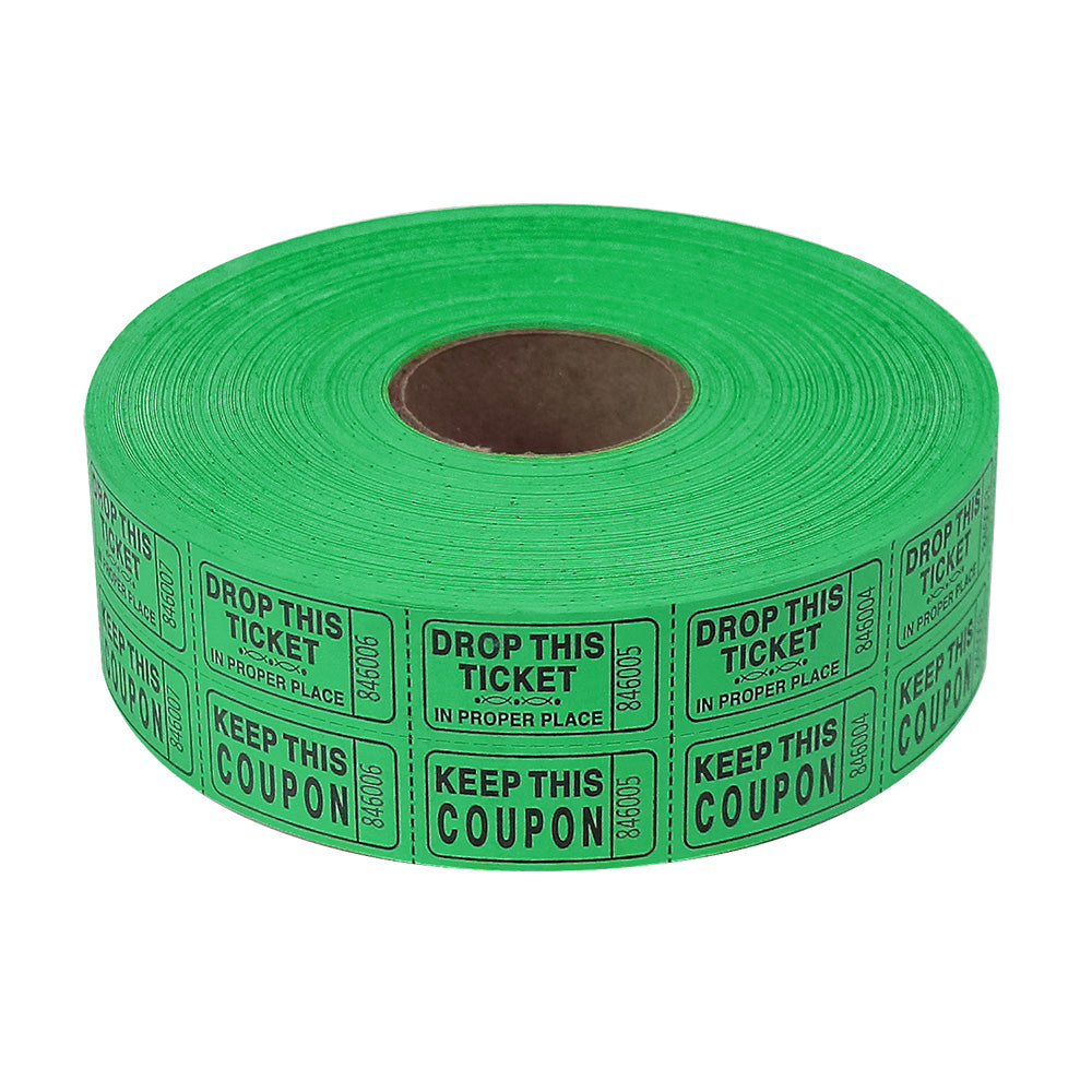 Double Roll Raffle Tickets - Green (2000 ROLL)