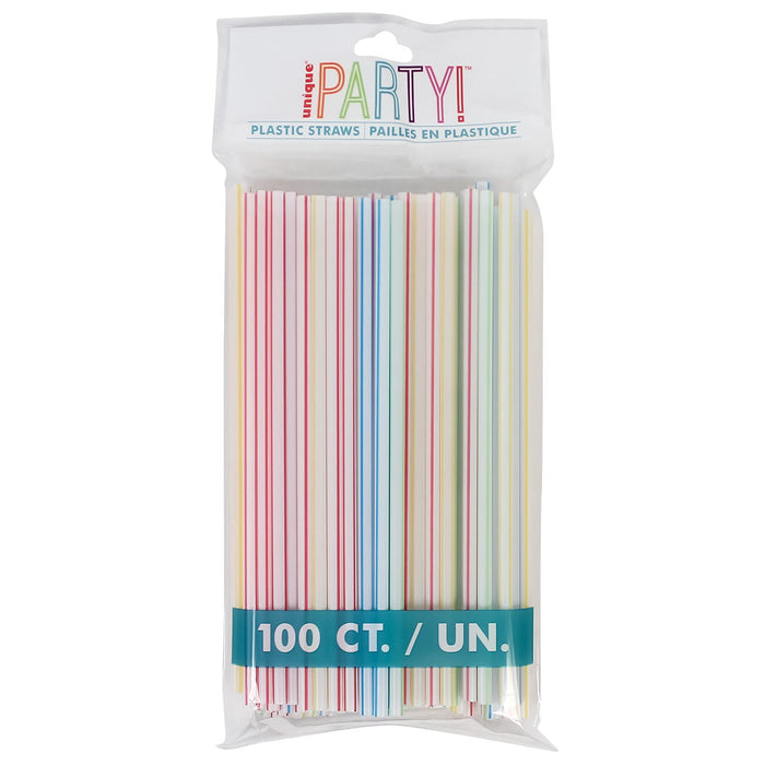 Striped Plastic Straws (100 PACK)