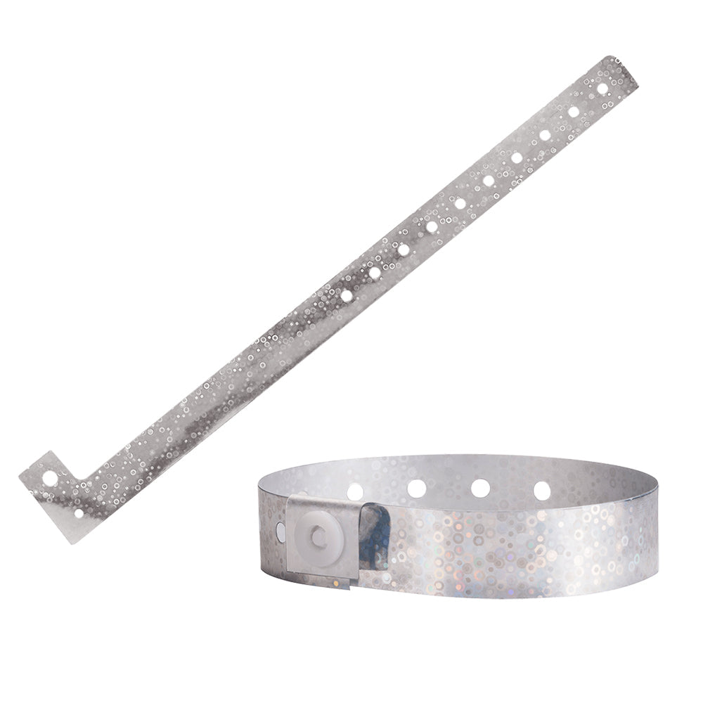 Holographic Plastic Wristbands - Silver (100 PACK)