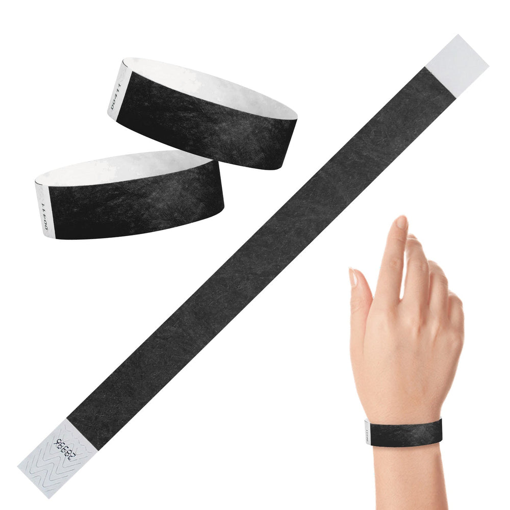 Tyvek Paper Wristbands 3/4" Black (500 PACK)