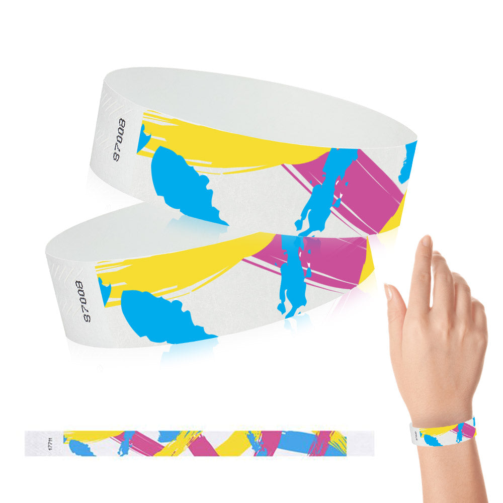 Tyvek Paper Wristbands 3/4" Paint Strokes (500 PACK)