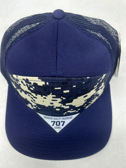 KAMEL 707 100% COTTON CAMO 7 Panel Flat  Adjustable Snapback Mesh Trucker Cap